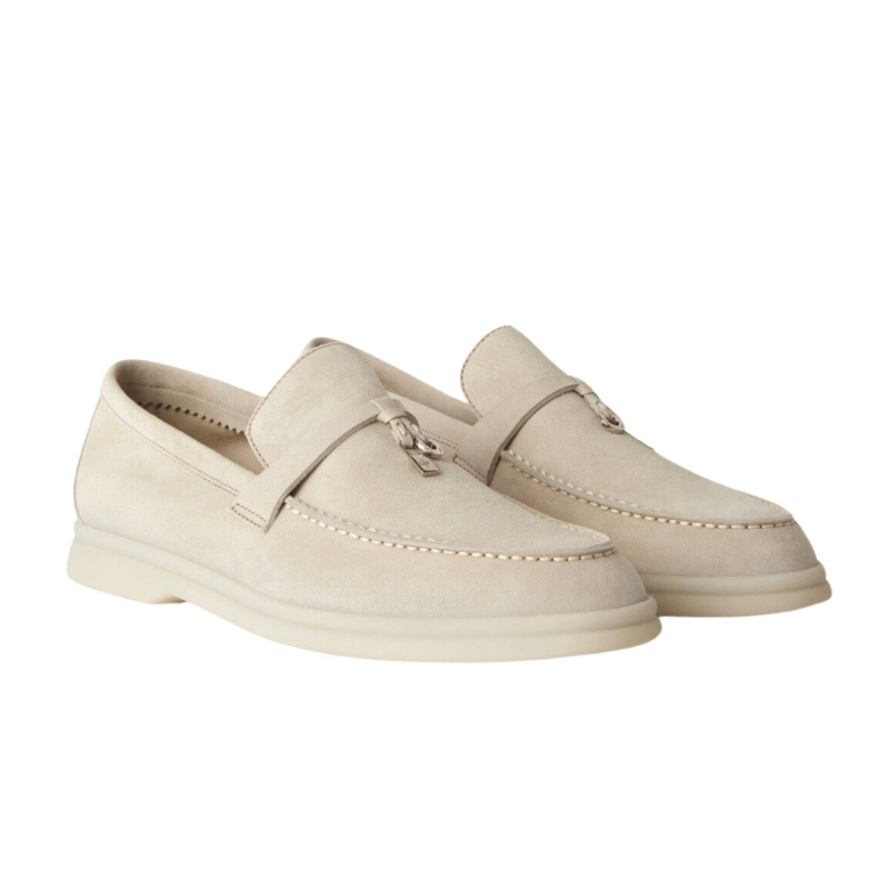 Loro piana Beige Suede Summer Walk Slip on Loafers
