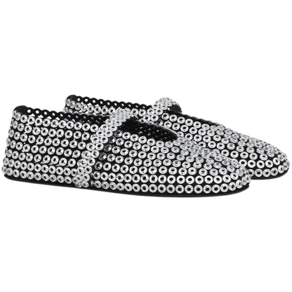 Alaïa Suede Glass-Embellished Ballet Flats