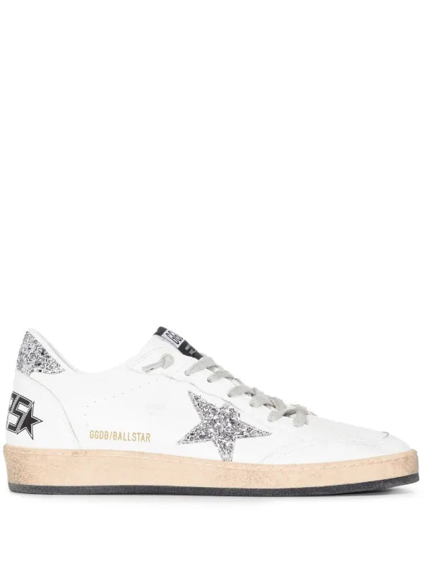 Golden Goose Ball Star In White Silver