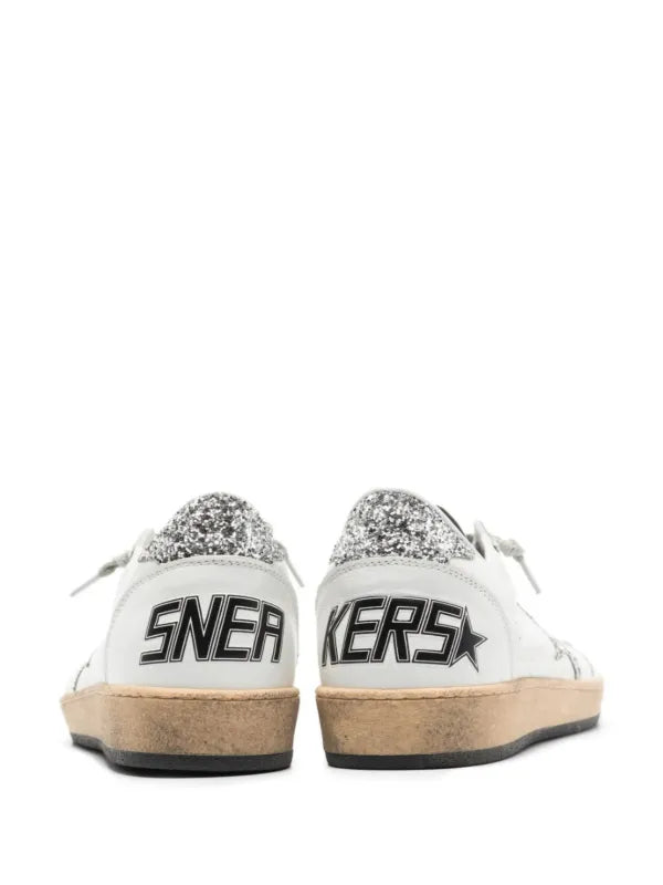 Golden Goose Ball Star In White Silver