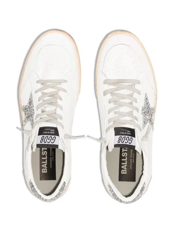 Golden Goose Ball Star In White Silver