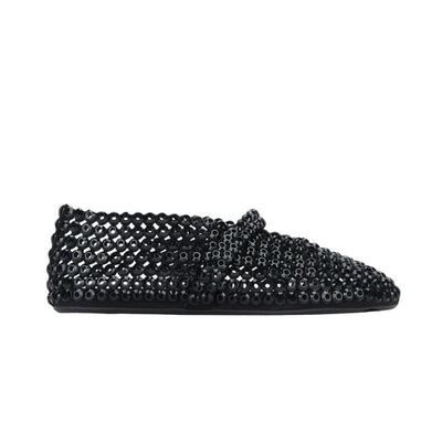 Alaïa Suede Glass-Embellished Ballet Black