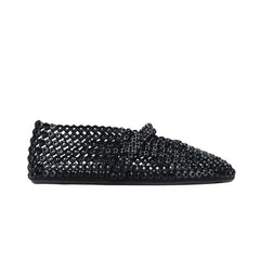 Alaïa Suede Glass-Embellished Ballet Black