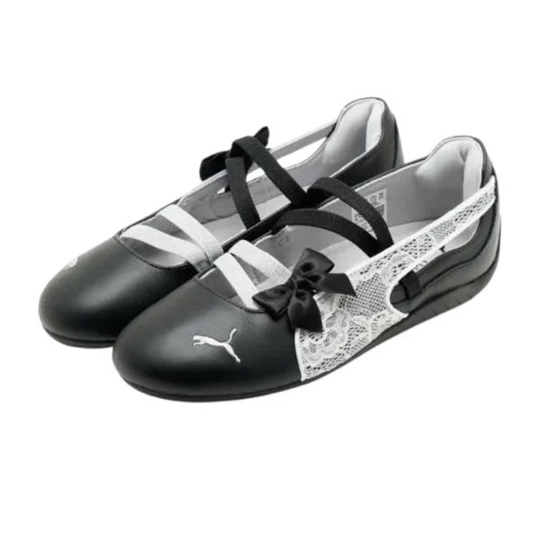 PUMA SPEEDCAT BALLET LACES BLACK WHITE WOMENS