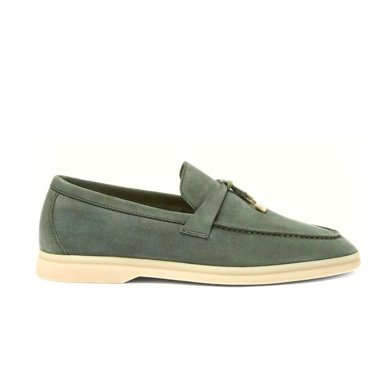 Loro Piana Green Suede Summer Charms Walk Loafers