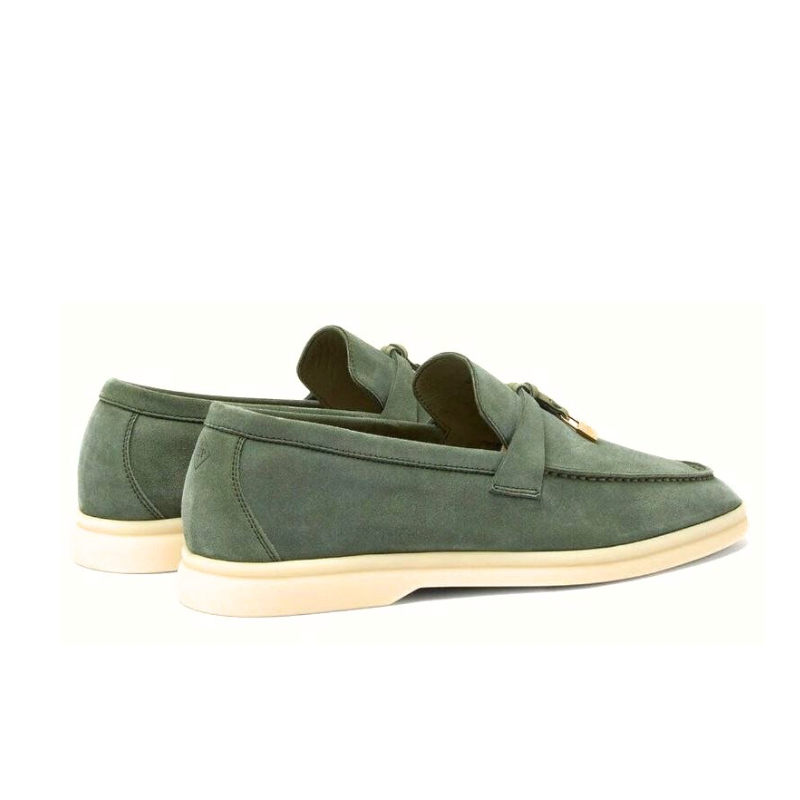 Loro Piana Green Suede Summer Charms Walk Loafers