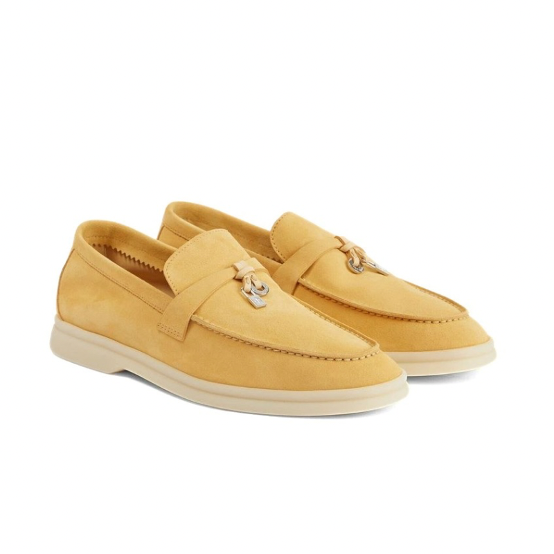 Loro piana yellow Summer charm walk suede loafers
