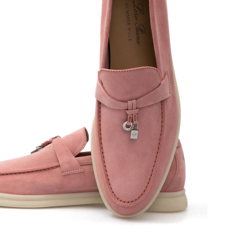 LORO PIANA
Summer Walk Pink Suede Slippers