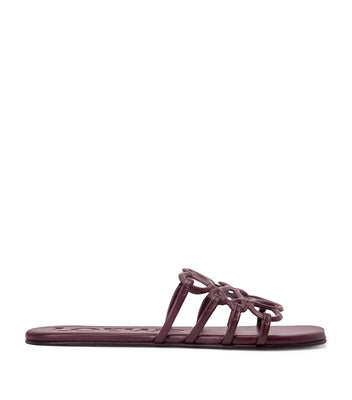 LOEWE Leather Petal Anagram Sandals Dark Burgundy