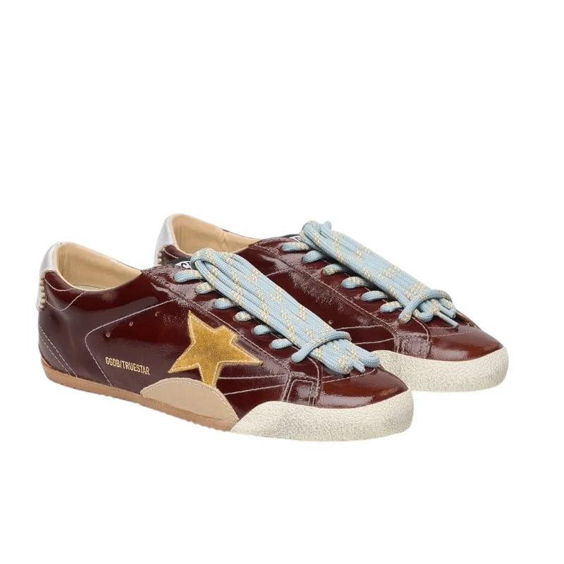 Golden Goose True-Star in burgundy naplak with suede star