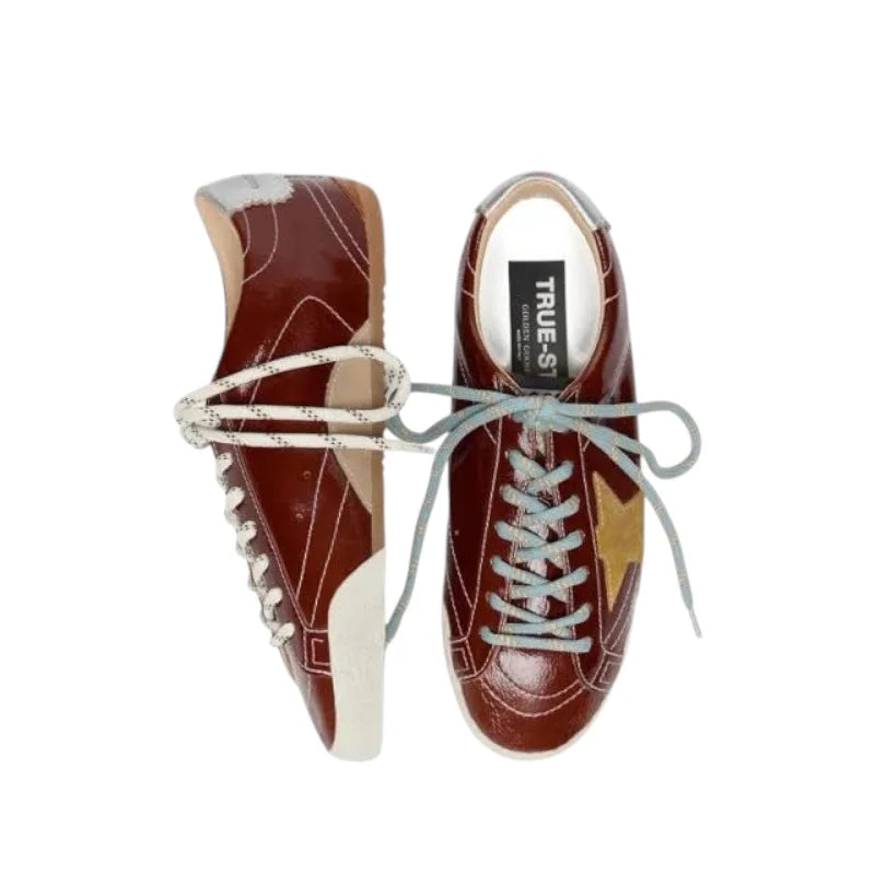Golden Goose True-Star in burgundy naplak with suede star