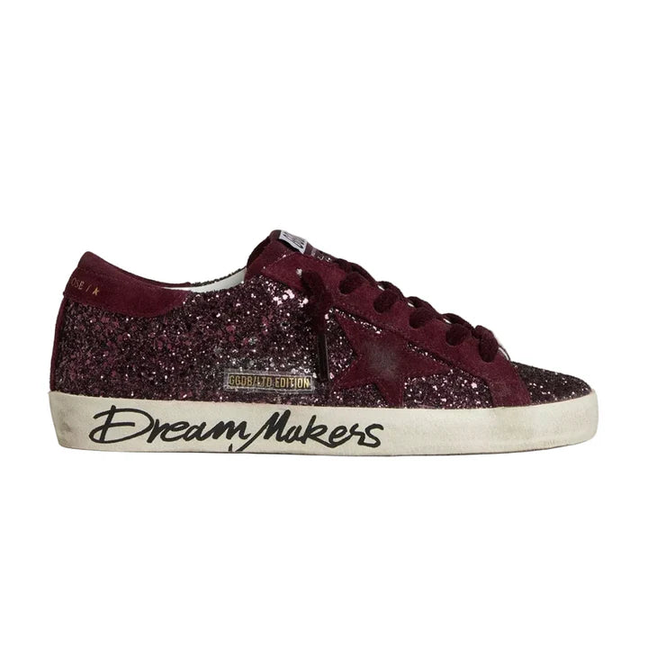 Golden Goose Super-Star LTD in cherry glitter with cherry suede star (Women's)