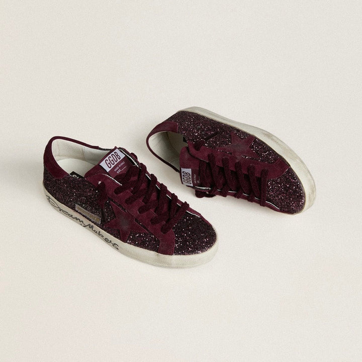 Golden Goose Super-Star LTD in cherry glitter with cherry suede star (Women's)