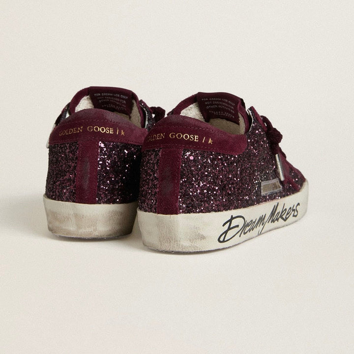 Golden Goose Super-Star LTD in cherry glitter with cherry suede star (Women's)