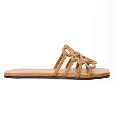- LOEWE Petal Anagram slide in soft calfskin Camel