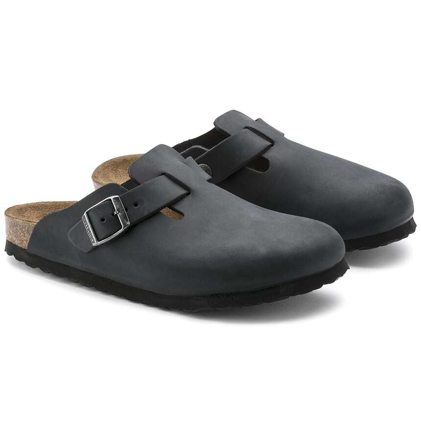 Birkenstock Boston Natural Leather Oiled Black