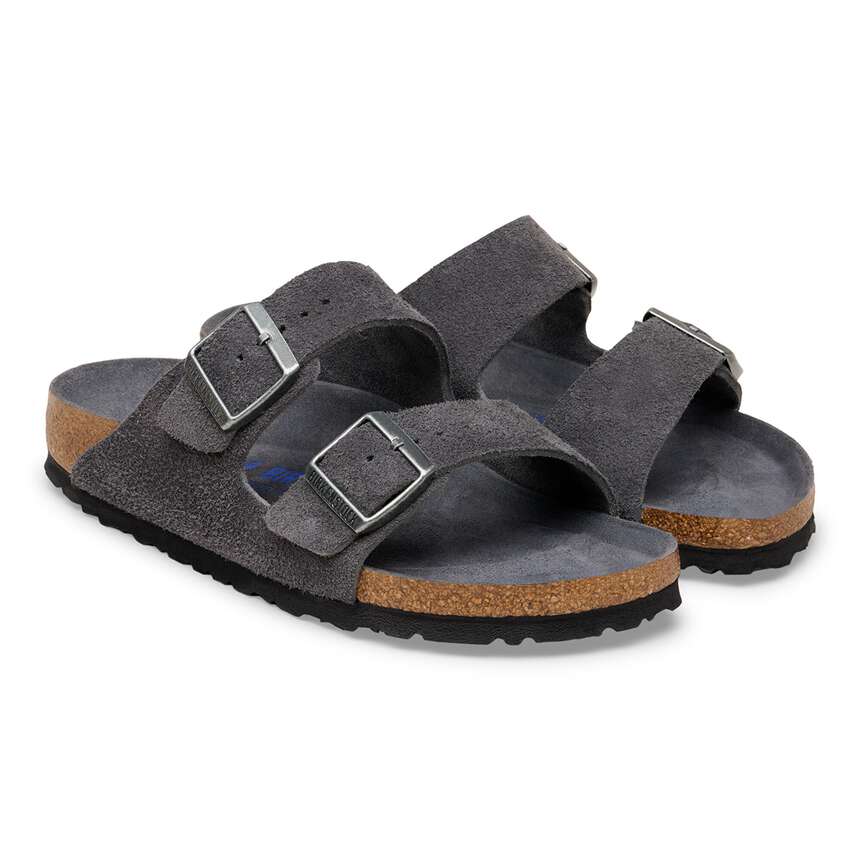 Birkenstock Arizona Soft Footbed Suede Leather Charcoal Tonal