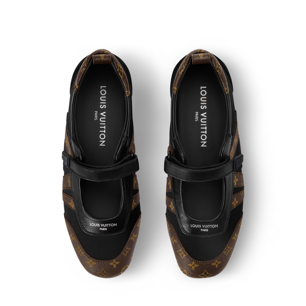 LV Sneakerina Mary Jane Boack with Brown Monogram Logo