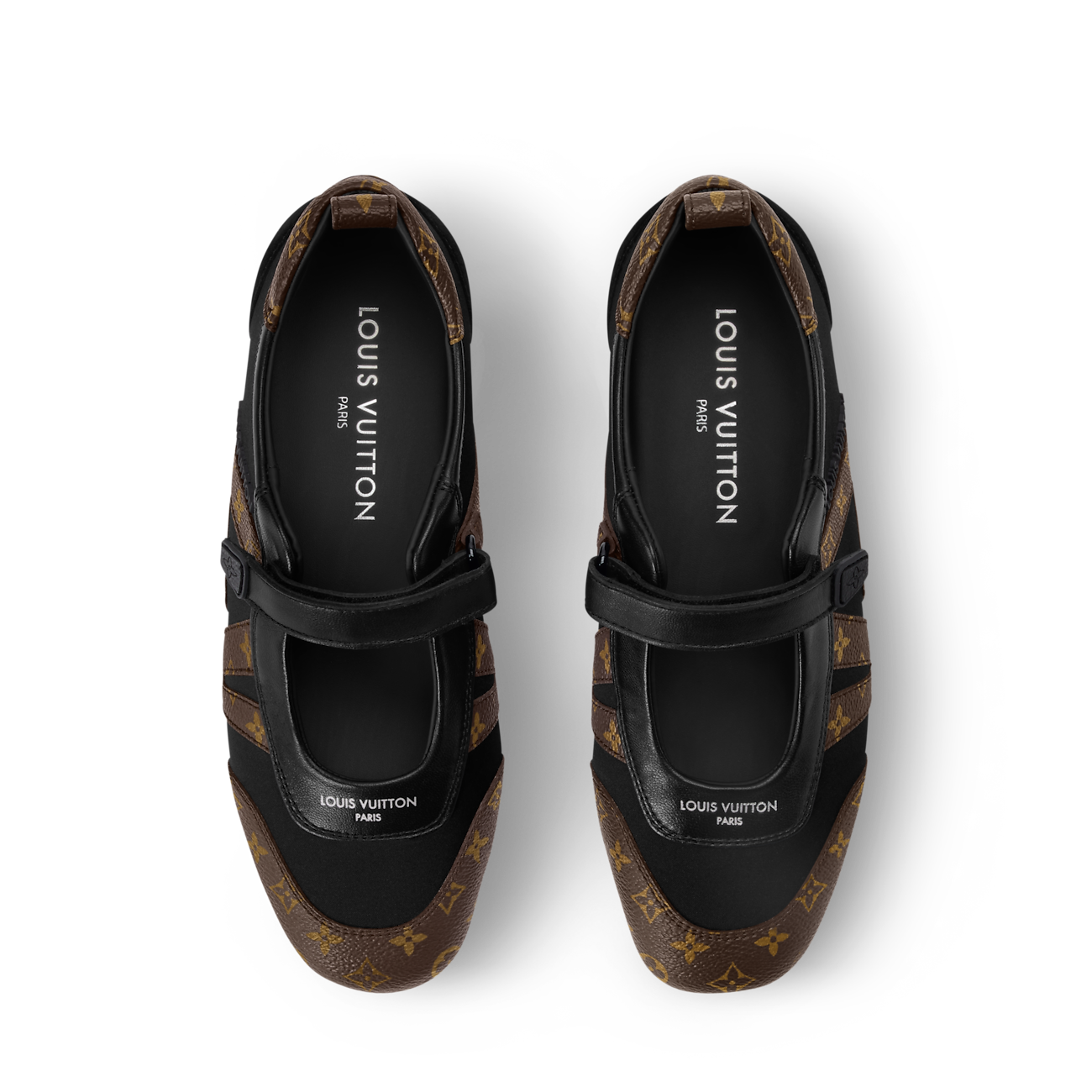 LV Sneakerina Mary Jane Boack with Brown Monogram Logo