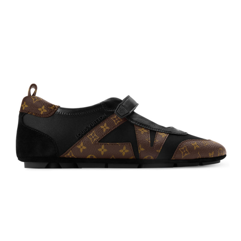 LV Sneakerina Mary Jane Boack with Brown Monogram Logo