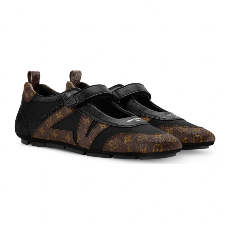 LV Sneakerina Mary Jane Boack with Brown Monogram Logo