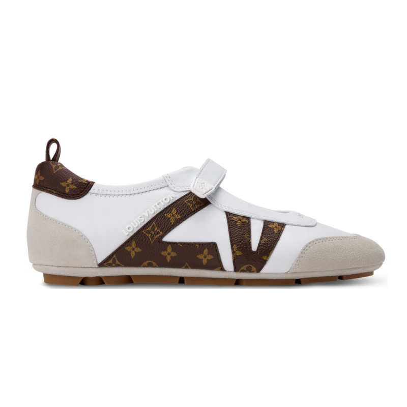 LV Sneakerina Mary Jane White with Brown Monogram Logo