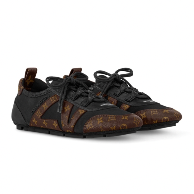 Louis Vuitton Sneakerina  Lace-Up Shoe in Black and Brown Monogram