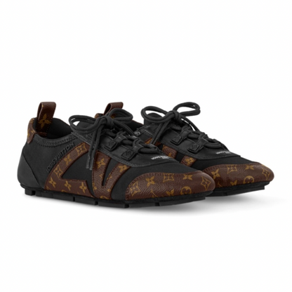 Louis Vuitton Sneakerina  Lace-Up Shoe in Black and Brown Monogram
