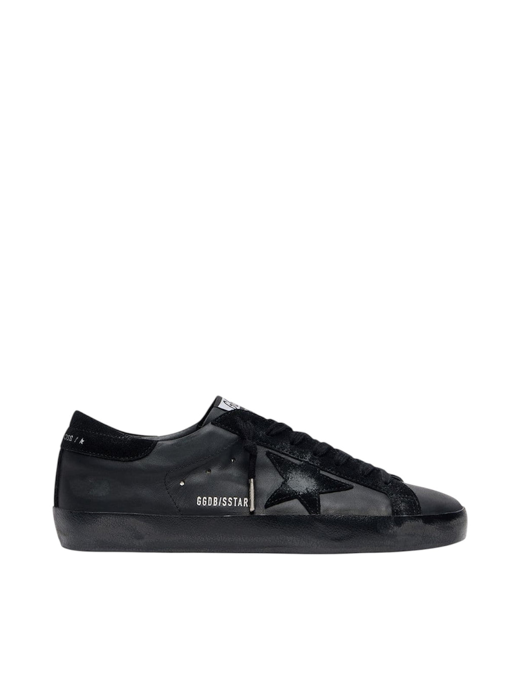Golden Gosse Super-Star in black nappa with black suede star and heel tab