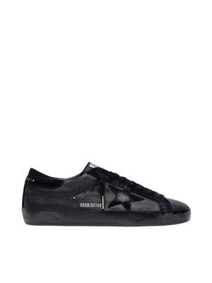 Golden Gosse Super-Star in black nappa with black suede star and heel tab