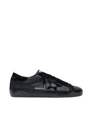 Golden Gosse Super-Star in black nappa with black suede star and heel tab
