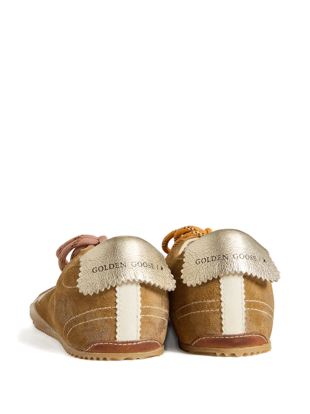 True-Star in tobacco-colored suede with white star and platinum heel tab