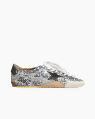 Women's True-Star in silver sequins with black star and silver leather heel tab