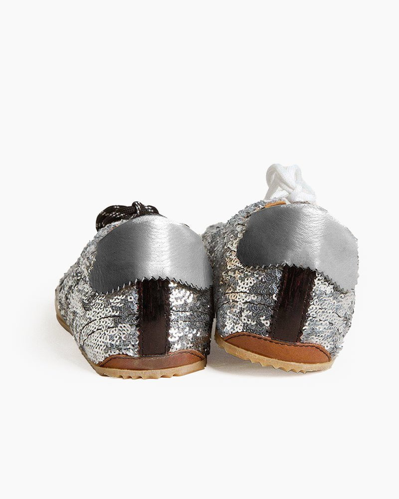 Women's True-Star in silver sequins with black star and silver leather heel tab