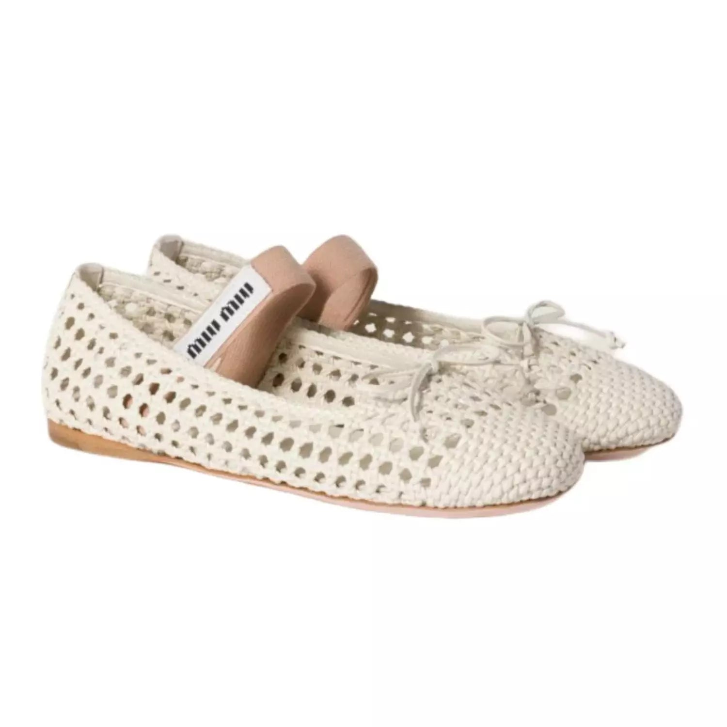 Miu miu Woven nappa leather ballerinas ivory