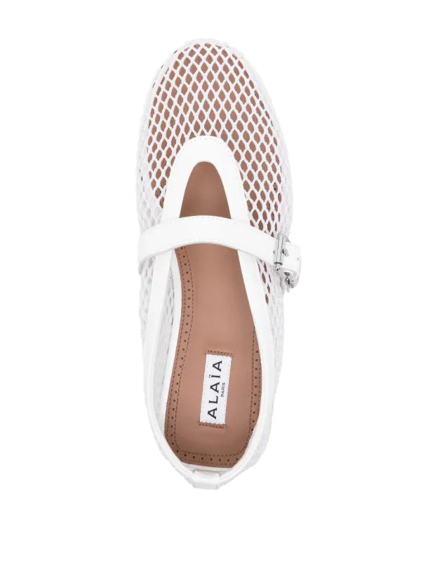 Alaïa Buckle Ballet Flats | White