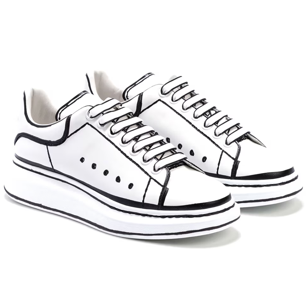 Alexander Mcqueen Oversized – White Black Outline