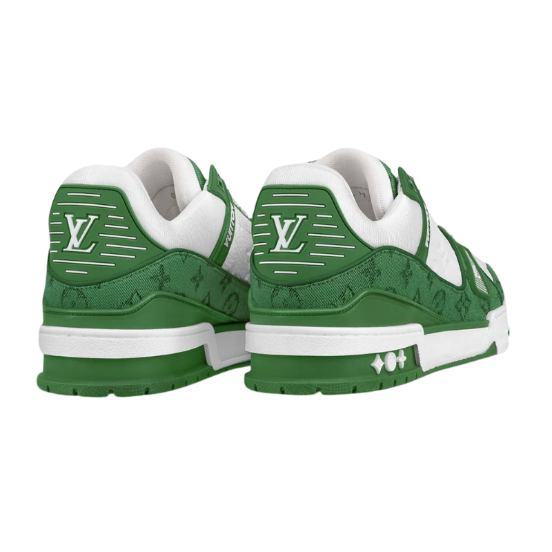 Louis Vuitton Trainer Green Monogram Denim White