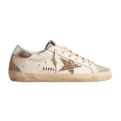 Golden Goose Super-Star – White Ice Gray Gold Glitter